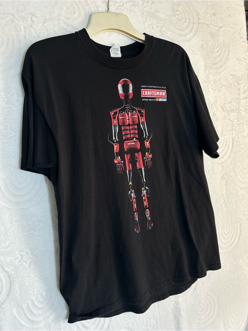 Vintage Anvil Black Tee with Red Robot and Craftsman Logo